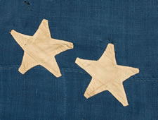 26 STARS IN THE "GREAT STAR" CONFIGURATION, ENTIRELY HAND-SEWN, PRE-CIVIL WAR, MICHIGAN STATEHOOD, 1837-1845