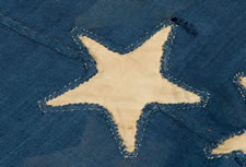 26 STARS IN THE "GREAT STAR" CONFIGURATION, ENTIRELY HAND-SEWN, PRE-CIVIL WAR, MICHIGAN STATEHOOD, 1837-1845