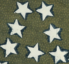 34 STARS, 1861-63, CIVIL WAR PERIOD, GREAT STAR CONFIGURATION ON BLUE CALICO