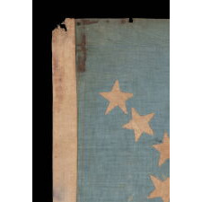 28 STAR ANTIQUE AMERICAN FLAG, REFLECTS THE ADDITION OF TEXAS TO THE UNION AS THE 28TH STATE IN 1845, WITH ITS STARS ARRANGED IN A GREAT STAR PATTERN – AN ESPECIALLY FITTING CONFIGURATION FOR THE ‘LONE STAR’ STATE – ON A CORNFLOWER BLUE CANTON; OFFICIAL FOR JUST ONE YEAR (1846-1847), AND THE BEST OF ALL EXAMPLES PRESENTLY KNOWN IN BOTH PUBLIC AND PRIVATE COLLECTIONS