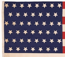 45 STAR PARADE FLAG with UPSIDE-DOWN STARS, SPANISH-AMERICAN WAR-ERA, 1896-1907