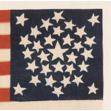 31 STAR PARADE FLAG, MADE FOR THE 1860 CAMPAIGN OF JOHN BELL & EDWARD EVERETT, WITH A “UNION AND THE CONSTITUTION” SLOGAN, PROBABLY MADE BY H.C. HOWARD OF PHILADELPHIA