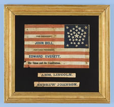 31 STARS IN A RARE PENTAGON MEDALLION, MADE FOR THE 1860 CAMPAIGN OF JOHN BELL & EDWARD EVERETT, RECYCLED FOR THE 1864 CAMPAIGN OF LINCOLN & JOHNSON