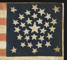 31 STARS IN A RARE PENTAGON MEDALLION, MADE FOR THE 1860 CAMPAIGN OF JOHN BELL & EDWARD EVERETT, RECYCLED FOR THE 1864 CAMPAIGN OF LINCOLN & JOHNSON