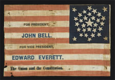 31 STARS IN A RARE PENTAGON MEDALLION, MADE FOR THE 1860 CAMPAIGN OF JOHN BELL & EDWARD EVERETT, RECYCLED FOR THE 1864 CAMPAIGN OF LINCOLN & JOHNSON
