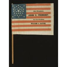 31 STARS IN A RARE PENTAGON MEDALLION, MADE FOR THE 1856 PRESIDENTIAL CAMPAIGN OF JOHN FRÉMONT & WILLIAM DAYTON, ONE-OF-A-KIND AMONG KNOWN EXAMPLES. FRÉMONT OPENED THE GATEWAY TO CALIFORNIA STATEHOOD AND WAS THE REPUBLICAN PARTY’S FIRST PRESIDENTIAL C