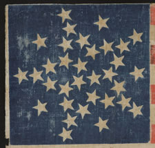 33 STARS ARRANGED IN A RARE AND BEAUTIFUL VARIATION OF THE GREAT STAR CONFIGURATION, WITH A STAR BETWEEN EACH ARM, OREGON STATEHOOD, PRE-CIVIL WAR THROUGH WAR PERIOD, 1859-1861