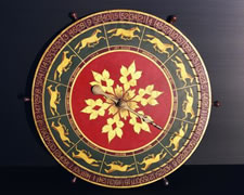 MASTERPIECE RACE HORSE GAME WHEEL, GILDED AND PAINTED