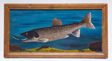 FOLK PAINTING OF A LAKE TROUT TROPHY BY L.A. TIRRELL