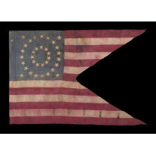 34 STAR, AMERICAN, CIVIL WAR GUIDON OF THE 6th KENTUCKY CAVALRY (UNION), WITH A DOUBLE-WREATH MEDALLION CONFIGURATION OF STARS, MADE circa 1861-1863, HANDED DOWN THROUGH THE FAMILY OF LT. COL. JAMES MEAGHER, ACCOMPANIED BY HIS SHOULDER BARS AND DIARY