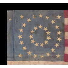 34 STAR, AMERICAN, CIVIL WAR GUIDON OF THE 6th KENTUCKY CAVALRY (UNION), WITH A DOUBLE-WREATH MEDALLION CONFIGURATION OF STARS, MADE circa 1861-1863, HANDED DOWN THROUGH THE FAMILY OF LT. COL. JAMES MEAGHER, ACCOMPANIED BY HIS SHOULDER BARS AND DIARY