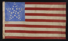 34 STARS IN 4 DIFFERENT SIZES,  ARRANGED IN THE "GREAT STAR" OR "GREAT LUMINARY" PATTERN ON A CORNFLOWER BLUE CANTON, CIVIL WAR PERIOD, 1861-63, KANSAS STATEHOOD