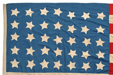 35 STARS, CIVIL WAR PERIOD, 1863-65, SIGNED "J.H. CRANE", CORNFLOWER BLUE CANTON
