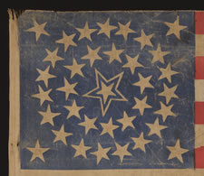 35 STARS, 1863-65, CIVIL WAR PERIOD, WEST VIRGINIA STATEHOOD, MEDALLION CONFIGURATION, HALOED CENTER STAR