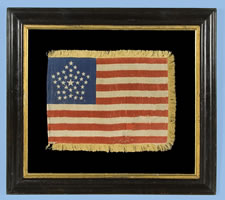 35 STARS, 1863-65, CIVIL WAR PERIOD, RARE GREAT STAR PATTERN & GOLD SILK FRINGE, CIVIL WAR PERIOD, WEST VIRGINIA STATEHOOD