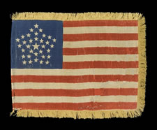 35 STARS, 1863-65, CIVIL WAR PERIOD, RARE GREAT STAR PATTERN & GOLD SILK FRINGE, CIVIL WAR PERIOD, WEST VIRGINIA STATEHOOD