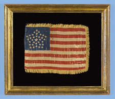 35 STARS, 1863-65, CIVIL WAR PERIOD, RARE GREAT STAR PATTERN & GOLD SILK FRINGE, CIVIL WAR PERIOD, WEST VIRGINIA STATEHOOD