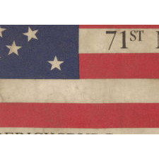 35 STARS IN A DOUBLE WREATH PATTERN ON A CIVIL WAR VETERAN'S FLAG WITH OVERPRINTED BATTLE HONORS OF THE NEW YORK 71ST VOLUNTEER INFANTRY