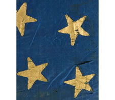 35 STARS IN A DOUBLE-ELLIPSE MEDALLION, 1863-1865, A FORKED SWALLOWTAIL GUIDON OF THE CIVIL WAR PERIOD, BROUGHT HOME BY GEORGE STONE, WHO RODE WITH THE 3RD, 14TH AND 18TH NEW YORK CAVALRIES