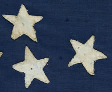 35 STARS IN A "GREAT STAR" PATTERN, A HOMEMADE, CIVIL WAR FLAG WITH ITS CANTON RESTING ON THE WAR STRIPE, WEST VIRGINIA STATEHOOD, 1863-65