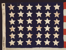 36 STARS, 1864-67, CIVIL WAR ERA, WITH MARKINGS FROM THE 7th REGIMENT, NEW YORK VOLUNTEERS