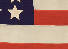 36 STARS, 1864-67, CIVIL WAR ERA, WITH MARKINGS FROM THE 7th REGIMENT, NEW YORK VOLUNTEERS