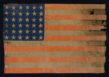 36 STARS, 1864-67, A LARGE SCALE, CIVIL WAR ERA PARADE FLAG WITH ATTRACTIVE WEAR