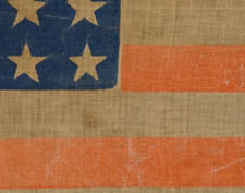 36 STARS, 1864-67, A LARGE SCALE, CIVIL WAR ERA PARADE FLAG WITH ATTRACTIVE WEAR