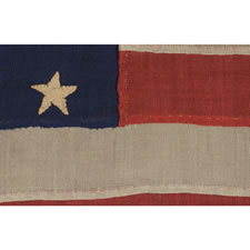 36 STARS, CIVIL WAR ERA, MADE BY ANNIN IN NEW YORK CITY, IN AN UNUSUAL TINY SIZE FOR THE PERIOD AND ENTIRELY HAND-SEWN, NEVADA STATEHOOD, 1864-67
