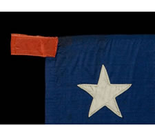 36 STARS, MADE IN 1864 IN NEW YORK CITY, AN EXTRAORDINARY, ENTIRELY HAND-SEWN SILK FLAG WITH SINGLE-APPLIQUED STARS, CIVIL WAR ERA, 1864-67