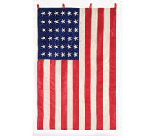 36 STARS, MADE IN 1864 IN NEW YORK CITY, AN EXTRAORDINARY, ENTIRELY HAND-SEWN SILK FLAG WITH SINGLE-APPLIQUED STARS, CIVIL WAR ERA, 1864-67