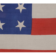 38 DANCING STARS ON A SILK ANTIQUE AMERICAN PARADE FLAG WITH GENEROUS SCALE AND VIVID COLORS, COLORADO STATEHOOD, 1876-1889