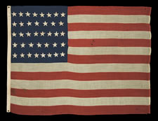 38 HAND-SEWN, SINGLE-APPLIQUED STARS, A RARE SMALL SIZE FOR THE PERIOD, 1876-1889, COLORADO STATEHOOD