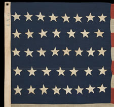 38 HAND-SEWN, SINGLE-APPLIQUED STARS, A RARE SMALL SIZE FOR THE PERIOD, 1876-1889, COLORADO STATEHOOD