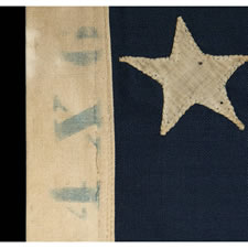38 HAND-SEWN, SINGLE-APPLIQUED STARS, A RARE SMALL SIZE FOR THE PERIOD, 1876-1889, COLORADO STATEHOOD