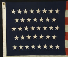 38 HAND-SEWN STARS, 1876-1889, COLORADO STATEHOOD
