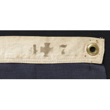 38 HAND-SEWN STARS STITCHED WITH BROWN THREAD TO A STEEL BLUE CANTON, AN ANTIQUE MERICAN FLAG WITH EXCEPTIONAL CONDITION, COLORADO STATEHOOD, 1876-1889