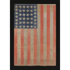 38 LARGE STARS WITH SCATTERED POSITIONING ON A LARGE SCALE PARADE FLAG, COLORADO STATEHOOD, 1876-1889