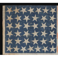 38 LARGE STARS WITH SCATTERED POSITIONING ON A LARGE SCALE PARADE FLAG, COLORADO STATEHOOD, 1876-1889