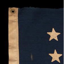 38 STAR ANTIQUE AMERICAN FLAG WITH HAND-SEWN STARS IN AN 8-7-8-7-8 PATTERN OF JUSTIFIED ROWS, MADE IN THE PERIOD WHEN COLORADO WAS THE MOST RECENT STATE TO JOIN THE UNION, 1876-1889