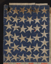 38 STAR FLAG WITH ESPECIALLY LARGE STARS AND INTERTWINED ARMS, AN ANTIQUE EXAMPLE REFLECTING COLORADO STATEHOOD, 1876-1889