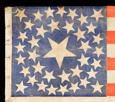 38 STARS, 1876-1889, COLORADO STATEHOOD, A LARGE PARADE WITH A DOUBLE-WREATH PATTERN AND A HUGE CENTER STAR