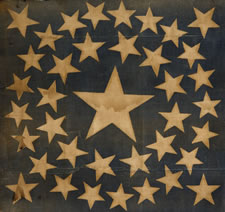 38 STARS, 1876-1889, COLORADO STATEHOOD, A LARGE PARADE FLAG WITH A DOUBLE-WREATH PATTERN AND A HUGE CENTER STAR
