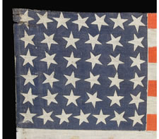 38 STARS, 1876-1889, SCATTERED STAR POSITIONING, COLORADO STATEHOOD