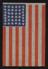 38 STARS, COLORADO STATEHOOD, 1876-1889, WITH SCATTERED STAR POSITIONING SHARP PRINTING, AND STRIKING COLORS