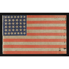 38 STARS, COLORADO STATEHOOD, 1876-1889, A LARGE SCALE PARADE FLAG WITH LARGE STARS AND BOLD COLORATION