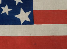 38 STARS, COLORADO STATEHOOD, A RARE, MEDALLION PATTERN FLAG WITH 4 HUGE CORNER STARS, MADE FOR THE 1876 CENTENNIAL OF OUR NATION'S INDEPENDENCE, PRESS-DYED ON WOOL BUNTING
