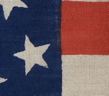 38 STARS, COLORADO STATEHOOD, A RARE, MEDALLION PATTERN FLAG WITH 4 HUGE CORNER STARS, MADE FOR THE 1876 CENTENNIAL OF OUR NATION'S INDEPENDENCE, PRESS-DYED ON WOOL BUNTING