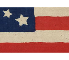 38 STARS, COLORADO STATEHOOD, A VERY RARE MEDALLION PATTERN FLAG WITH 4 LARGE CORNER STARS, MADE FOR THE 1876 CENTENNIAL