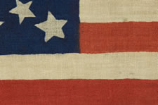38 STARS, COLORADO STATEHOOD, A VERY RARE MEDALLION PATTERN FLAG WITH 4 LARGE CORNER STARS, MADE FOR THE 1876 CENTENNIAL
